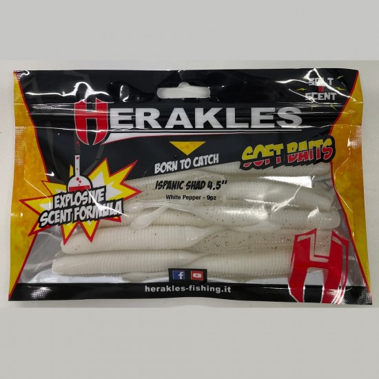 HERAKLES ISPANIC SHAD 4.5'' col WHITE PEPPER HERAKLES ISPANIC SHAD 4.5'' col WHITE PEPPER