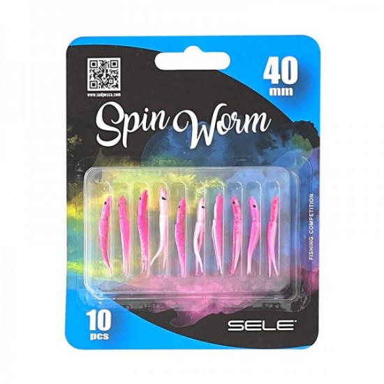 Artificiali siliconici Sele Spin Worm 40 mm col. Pink Glitter (10 pz) Artificiali siliconici Sele Spin Worm 40 mm col. Pink Glitter (10 pz)