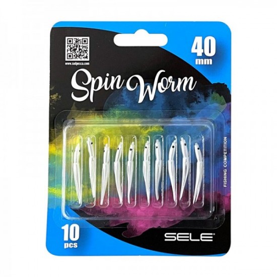 Artificiali siliconici Sele Spin Worm 40 mm col. White (10 pz) Artificiali siliconici Sele Spin Worm 40 mm col. White (10 pz)
