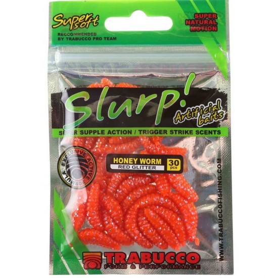 Trabucco Slurp Honey Worm col Red Glitter conf da 30 pz Trabucco Slurp Honey Worm col Red Glitter conf da 30 pz