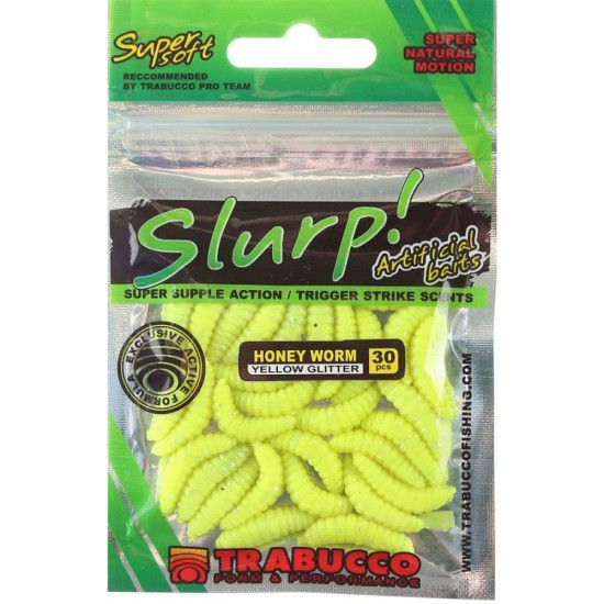 Trabucco Slurp Honey Worm col Yellow Glitter conf da 30 pz Trabucco Slurp Honey Worm col Yellow Glitter conf da 30 pz