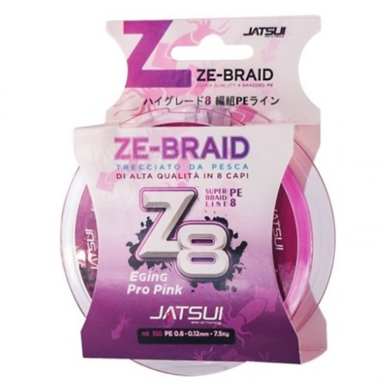 TRECCIATO JATSUI ZE-BRAID Z8 EGING PRO 150 MT 0.6 PE 0.12 MM TRECCIATO JATSUI ZE-BRAID Z8 EGING PRO 150 MT 0.6 PE 0.12 MM