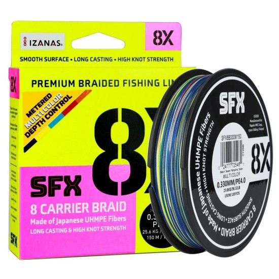 Sufix trecciato SFX 8X 300 mt 0.185 mm multicolor Sufix trecciato SFX 8X 300 mt 0.185 mm multicolor