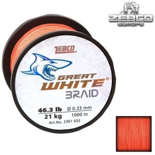 Trecciato Zebco Great White Braid 1000 mt 0.27 mm col orange Trecciato Zebco Great White Braid 1000 mt 0.27 mm col orange