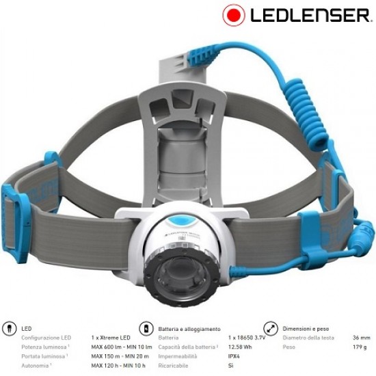 LED LENSER MH8 LAMPADA FRONTALE RICARICABILE